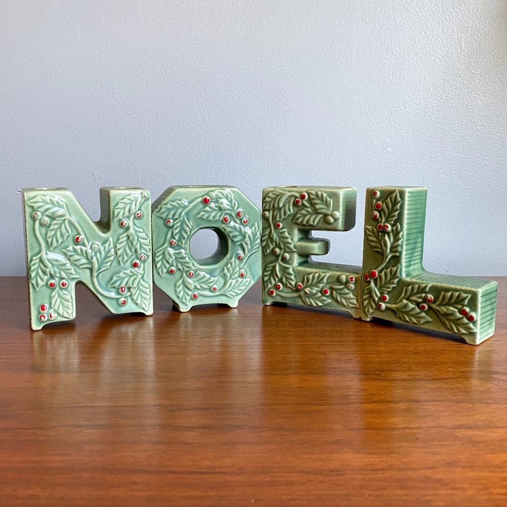 Vintage Lipper & Mann NOEL Ceramic Candle Holders